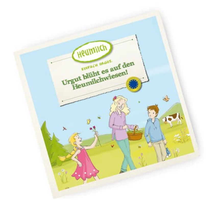 Titelseite des Kinderbuches "Urgut blüht es auf den Heumilchwiesen"