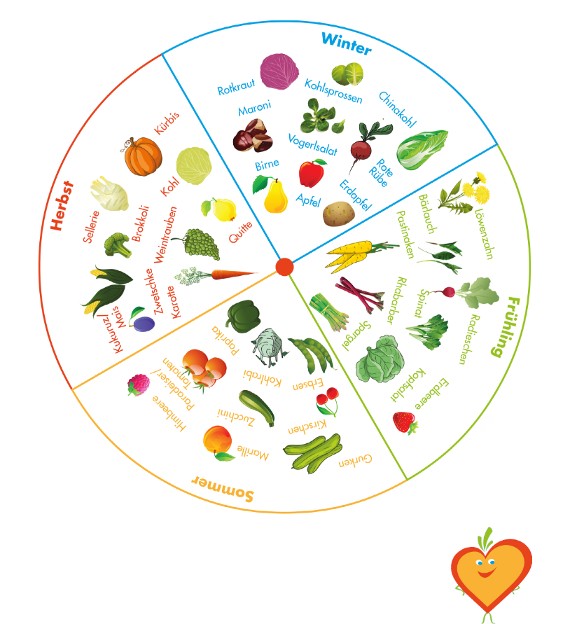Saisonkalender für Obst und Gemüse für jede Jahreszeit