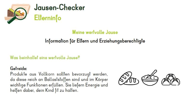 Auszug Arbeitsblatt Jausen-Checker