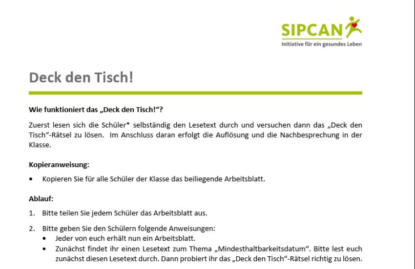 Textausschnitt vom Arbeitsblatt zum Thema Mindesthaltbarkeitsdatum
