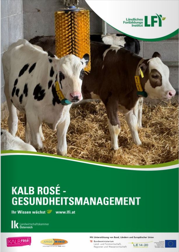 Titelbild der Broschüre mit 2 Kälbern im Stall
