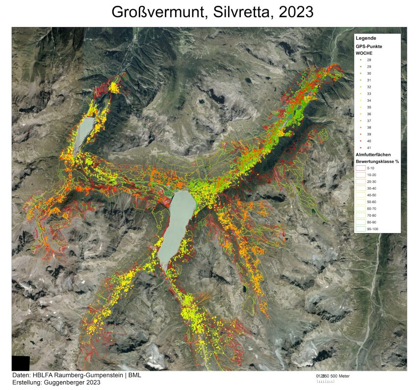 Ein Satellitenbild vom Großvermunt in Silvretta aus dem Jahr 2023