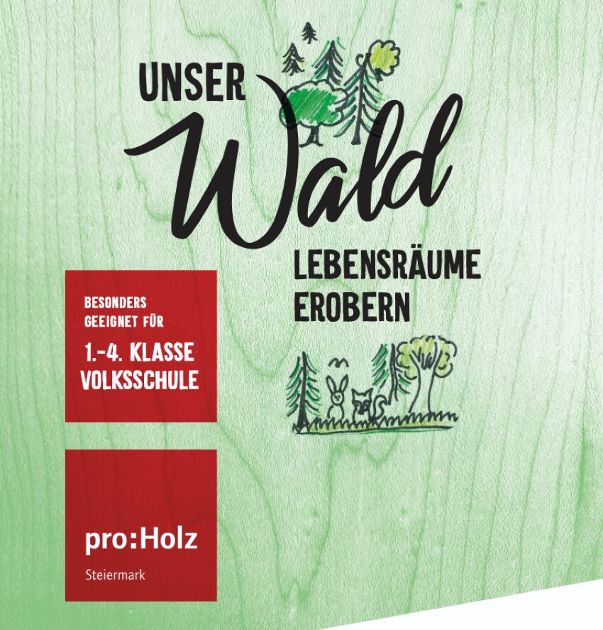 das Deckblatt zeigt eine Grafik mit Bäumen und Waldtieren 
