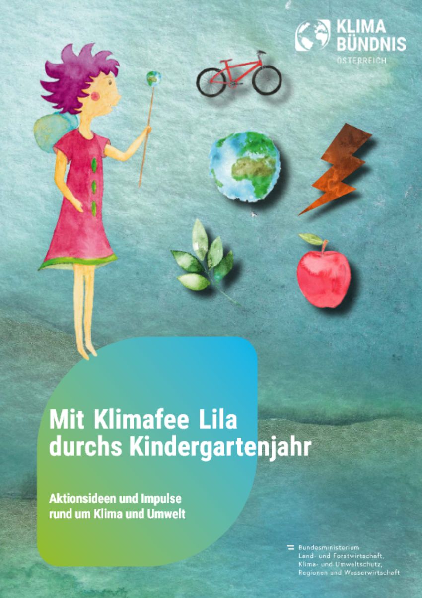  Das Deckblatt zeigt eine Fee mit einem Rad, der Erde, einem Blitz, einem Apfel und einem Zweig mit Blättern 