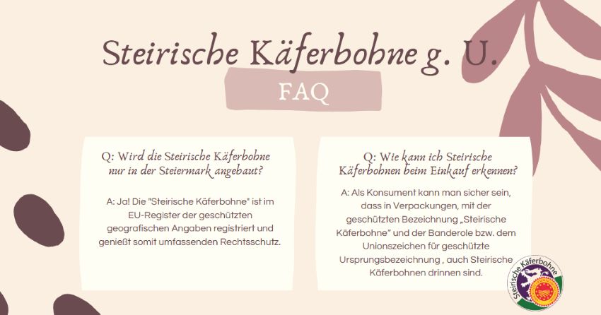 Auszug aus dem Factsheet Steirische Käferbohne g. U. mit Fakten über die Käferbohne